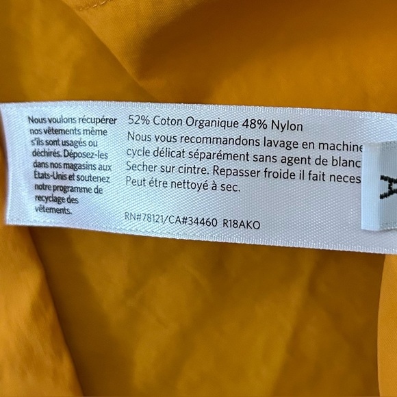 Eileen Fisher Organic Cotton Yellow Orange Hooded Zip-Up Jacket Windbreaker PL - Picture 9 of 11